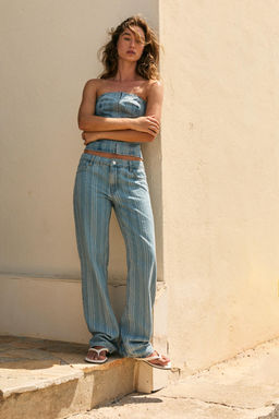 JEANS Z1975 STRAIGHT TIRO BAJO RAYAS / Azul medio