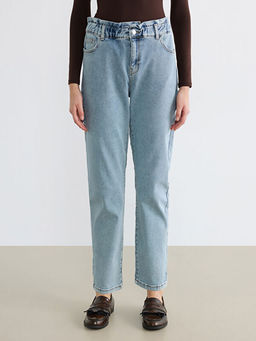 Beli Lastikli Slim Mom Kad?n Jean Pantolon