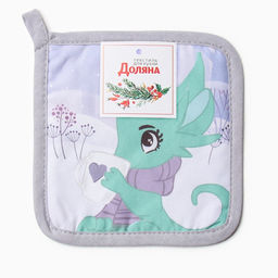 Прихватка Доляна Чаепитие в лесу 17х17 см, 35% хл, 65% пэ, ватин 250 г/м2  фото 4