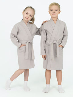 Халат детский вафельный светло-серый 913 (134, 68)