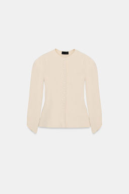 CHAQUETA PUNTO MANGA ABULLONADA / Crudo medio - Zara фото 7