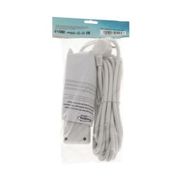 Удлинитель Luazon Lighting, 3 розетки, 5 м, 16 А, 3500 Вт, 3х1.5 мм2, с заземлением, с выключателем, белый