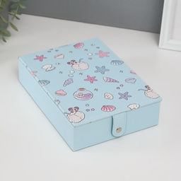 Шкатулка для украшений «Панда и ракушки», с зеркалом, искусственная кожа, голубая, 15×21.5×5.5 см