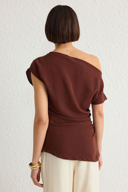 Trendyolmilla Siyah Kay?k Yaka Fitted Dokuma Bluz TWOSS24BZ00353 фото 13