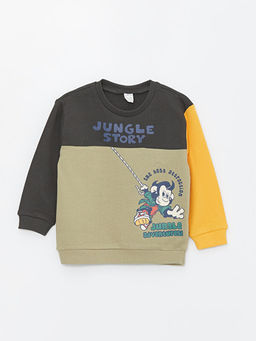 Bisiklet Yaka Uzun Kollu Bask?l? Erkek Bebek Sweatshirt
