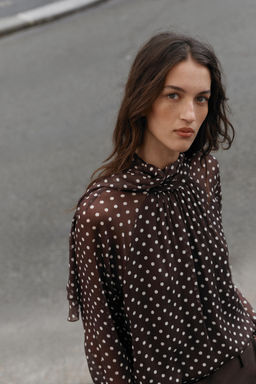 POLKA DOT BLOUSE WITH BOW - Zara фото 19