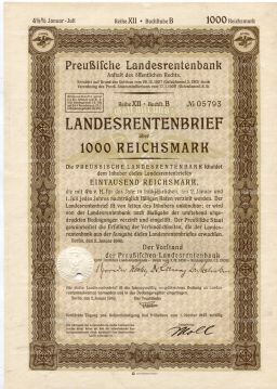 Облигация 4,5% 1000 рейхсмарок 1940 года Германия