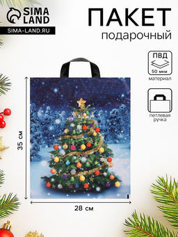 Цена за 20 шт. Пакет новогодний «Зимняя красавица», полиэтиленовый с петлевой ручкой, 28×35 см, 50 мкм
