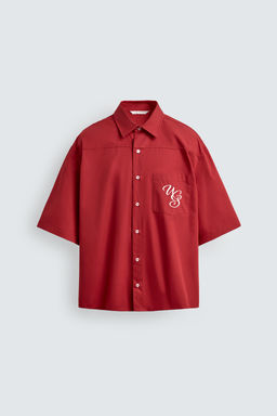 CAMISA RELAXED FIT BORDADOS CONTRASTE / Rojo - Zara фото 7