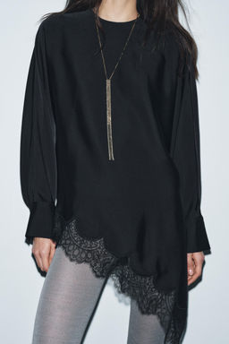 ZW COLLECTION LIMITED EDITION ASYMMETRIC LACE BLOUSE - Zara фото 2