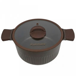 "Stella" Кастрюля с тефлоновым покрытием 4,2л, д25,5см, h12см, s0,32см, дно д21,5см, s0,4см, литая, стеклянная жаропрочная крышка, мокко (mokko) (Россия)