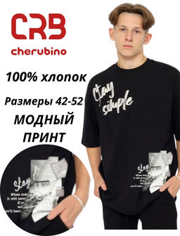 CRB wear/CWSM 60340-22 Футболка мужская,черный/Ex.Cherubino