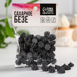 Безе сахарные чёрные KONFINETTA для декора капкейков, торта, куличей и напитков, 30 г.  фото 2