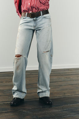 TRF MID-WAIST CROPPED STRAIGHT-LEG JEANS - Zara фото 2