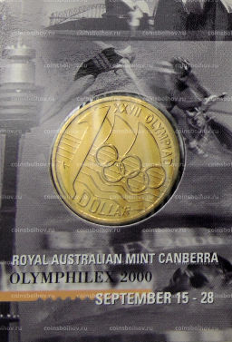 Монета 1 доллар 2000 года S Австралия Олимпиада в Сиднее 2000 год  Выставка Olymphilex (в блистере)