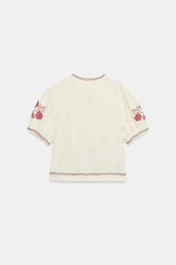 BLUSA BORDADOS BORLAS / Blanco - Zara фото 7