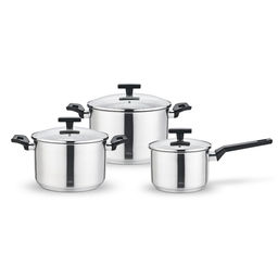 Набор посуды Веста LR02-133 3 предмета (кастр 3,9+5,1 сотейн 2,1л) индукц 5-ти ступ. капс. дно /LARA/