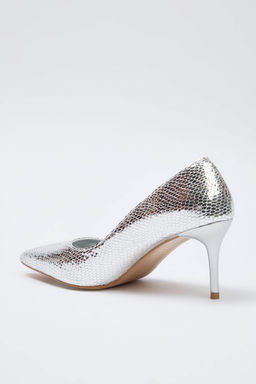 Gumus Kroko Desenli Sivri Burun Ince Topuklu Kad?n Klasik Topuklu Ayakkab? TAKAW26TO00013 - Trendyolmilla фото 4