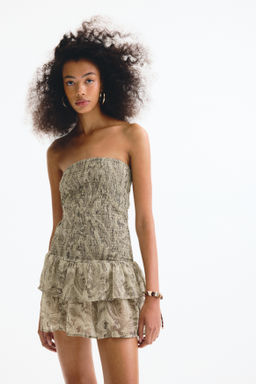 Vestido escalonado con cuerpo nido de abeja - H&m фото 5