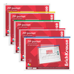 АКЦИЯ Цена за 12 шт. Zip-пакет пластиковый ErichKrause PVC Zip Pocket, A4, прозрачный (в пакете по 12 шт.)