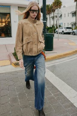 100% SUEDE LEATHER HIGH-NECK JACKET - Zara фото 16