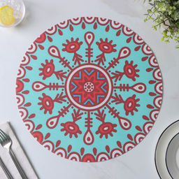 Набор салфеток сервировочных Доляна Колли, d=38 см, 4 шт, цвет бирюзовый  фото 6