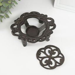 Подставка для подогрева на греющей свече «Лилия», подсвечник на 1 свечу, чугун, 15×12.5×5 см