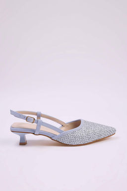 Bebek Mavi Orgu Detayl? Arkas? Ac?k Kad?n Kitten Topuklu Ayakkab? TAKSS25TO00039