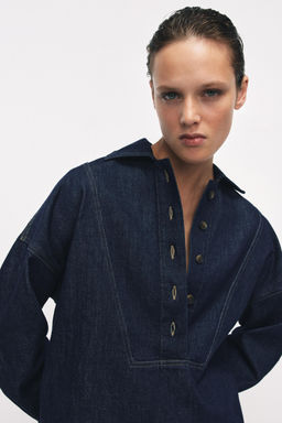 CAMISA DENIM ZW COLLECTION / Azul - Zara фото 9