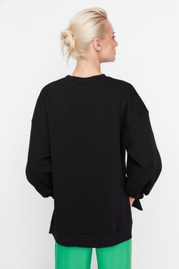 TRENDYOLMILLA Ekru Oversize/Genis Kal?p Y?rtmac Detayl? Kal?n Ici Polarl? Orme Sweatshirt TWOAW23SW00195  фото 9