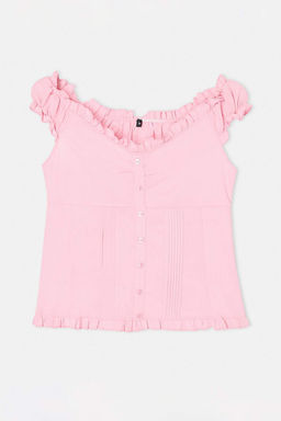 Pembe Nervur Detayl? Poplin Dokuma Bluz TWOSS26BZ00557