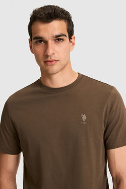 Erkek Regular Fit Bisiklet Yaka Kahverengi Basic Ti__rt - U.s. polo assn фото 2