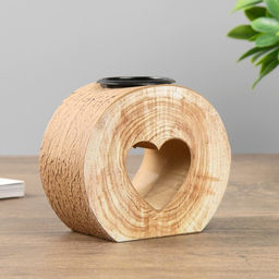 Деревянный подсвечник на 1 свечу «Спил: сердечко», 9×10×5 см