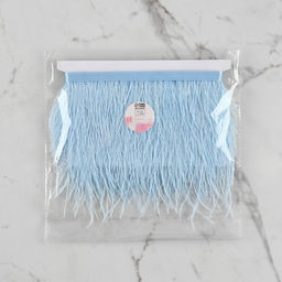 Перья страуса декоративные, на ленте, 8-10 см, 5±0.5 м, голубые