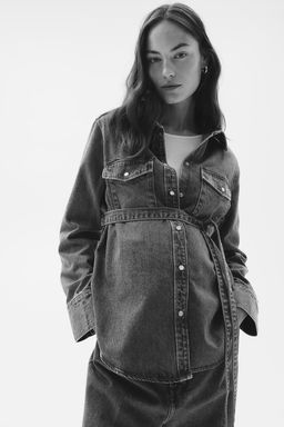 MAMA Camisa denim con cinturon de anudar