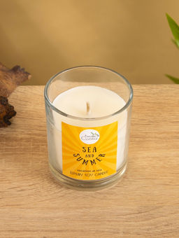 Свеча с кристаллом внутри Sea and Summer Vacation at Sea, 120 г, соевый воск, морской