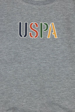 Серый меланжевый свитшот с круглым вырезом для мальчиков Неожиданная скидка в корзине - U.s. polo assn фото 3