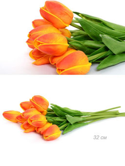 Цветок искусственный Тюльпан 30 см желто-красные / 1205 /уп 200/1200/ латэкс