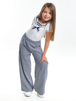 Брюки палаццо спортивные штаны для девочки UD 7949 синяя полоска - Mini maxi фото 13