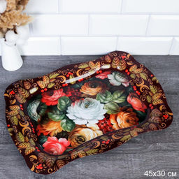 Поднос прямоугольный 45х30 металл Эмаль/ 1001 /уп 100/ - Галеонтрейд фото 2