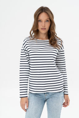 Джемпер женский 484L3-WB белый/полоска - Solo mio фото 3