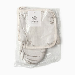 Кухонный набор «Этель» Flower herbarium: варежка 20×27 см, прихватка 19×19 см, 100% хлопок, 250 г/м²