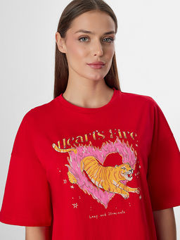 Туника домашняя женская красная с надписью - Mark formelle фото 6