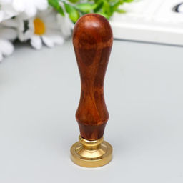 Печать для сургуча с деревянной ручкой «Венок с цветком», 9×2.5×2.5 см