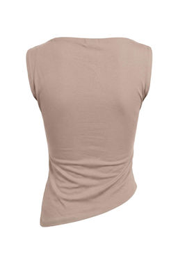 Vizon D_z D___k Omuzlu Asimetrik Fitted/V_cuda Oturan _rme T-Shirt TWOSS26TS00379 - Trendyolmilla фото 8
