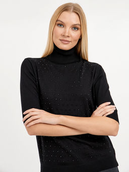 джемпер женский чёрный с добавлением страз - Glenfield фото 5
