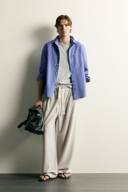 PANTAL?N RELAXED FIT RAYAS / piedra