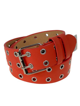 Ремень женский с люверсами из искусственной кожи, цвет красный