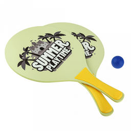 Ракетка для пляжного тенниса 38х23см, набор 2 штуки МДФ/пластик + мяч пластмассовый д4см, цвета микс, в сетке (Китай)