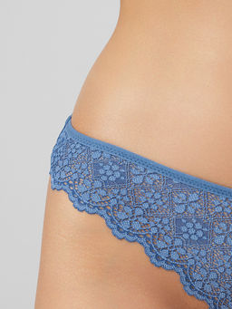 Цена за 2 штуки! Трусы бразилиана женские синие кружевные - Mark formelle фото 5